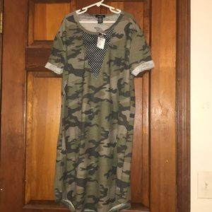 Camouflage dress with mesh top